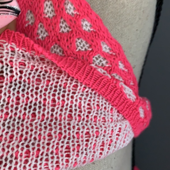 Fuchsia Pink Crochet Two Pc Tie Halter Top And Skirt Coverup Set - Picture 13 of 14